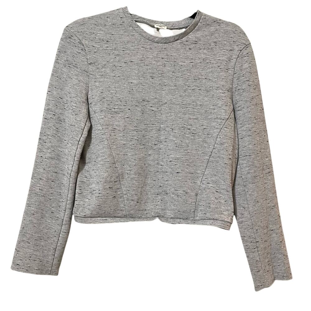 Aritzia Wilfred Grey Heathered Cropped Long Sleeve Pullover Sweater Womens XS